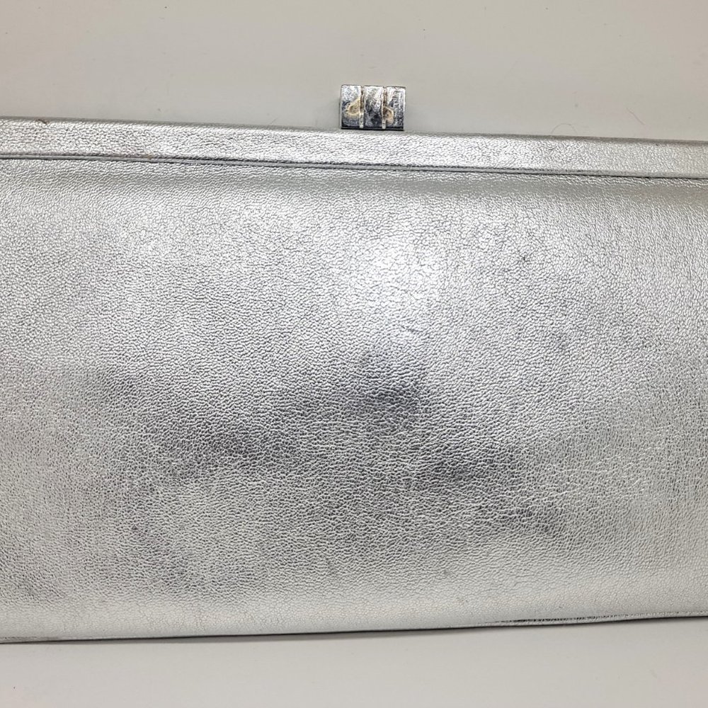 Lambertson Truex Silver Leather Clutch